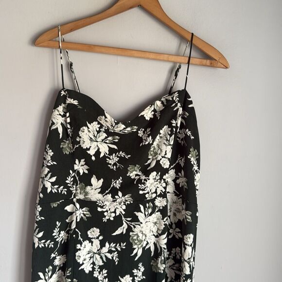 NEW Abercrombie & Fitch High-Slit Midaxi Dress green floral Large - Picture 5 of 15